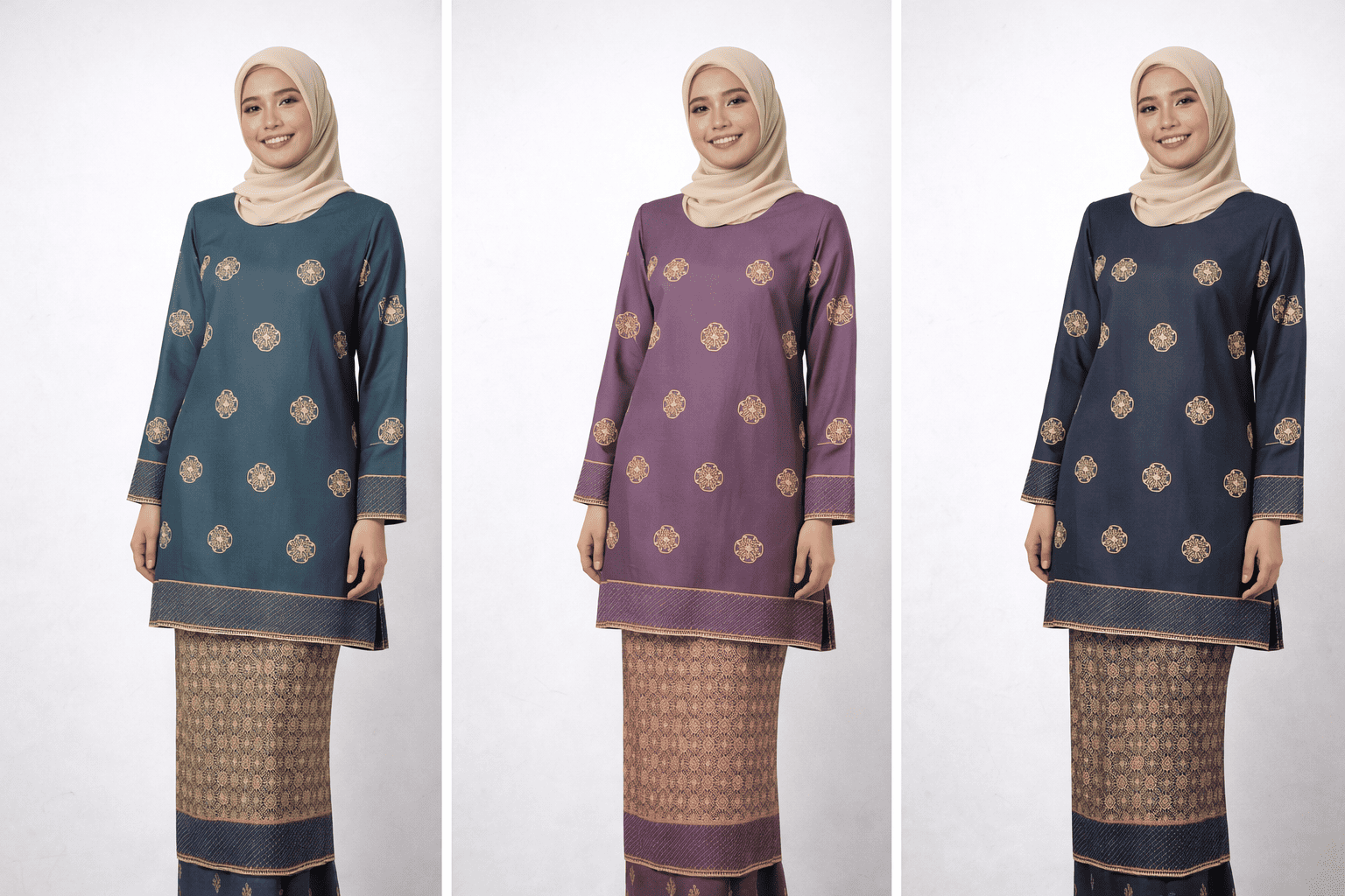 Baju Kurung Songket Moden Wanita | Baju Raya Songket Eksklusif | Set Baju Kurung Tradisional Premium